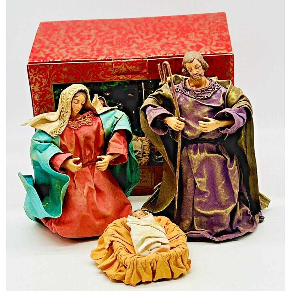 Fabric Mache Nativity‎ Holy Family Baby Jesus Mary Joseph Home for the Holidays